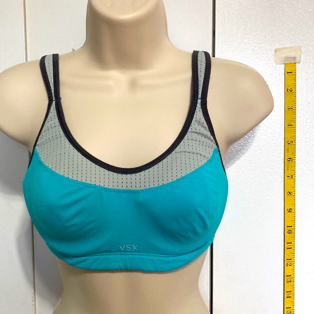 VICTORIAS SECRET VSX Sports Exercise Running Bra Teal Gray Womens 34C